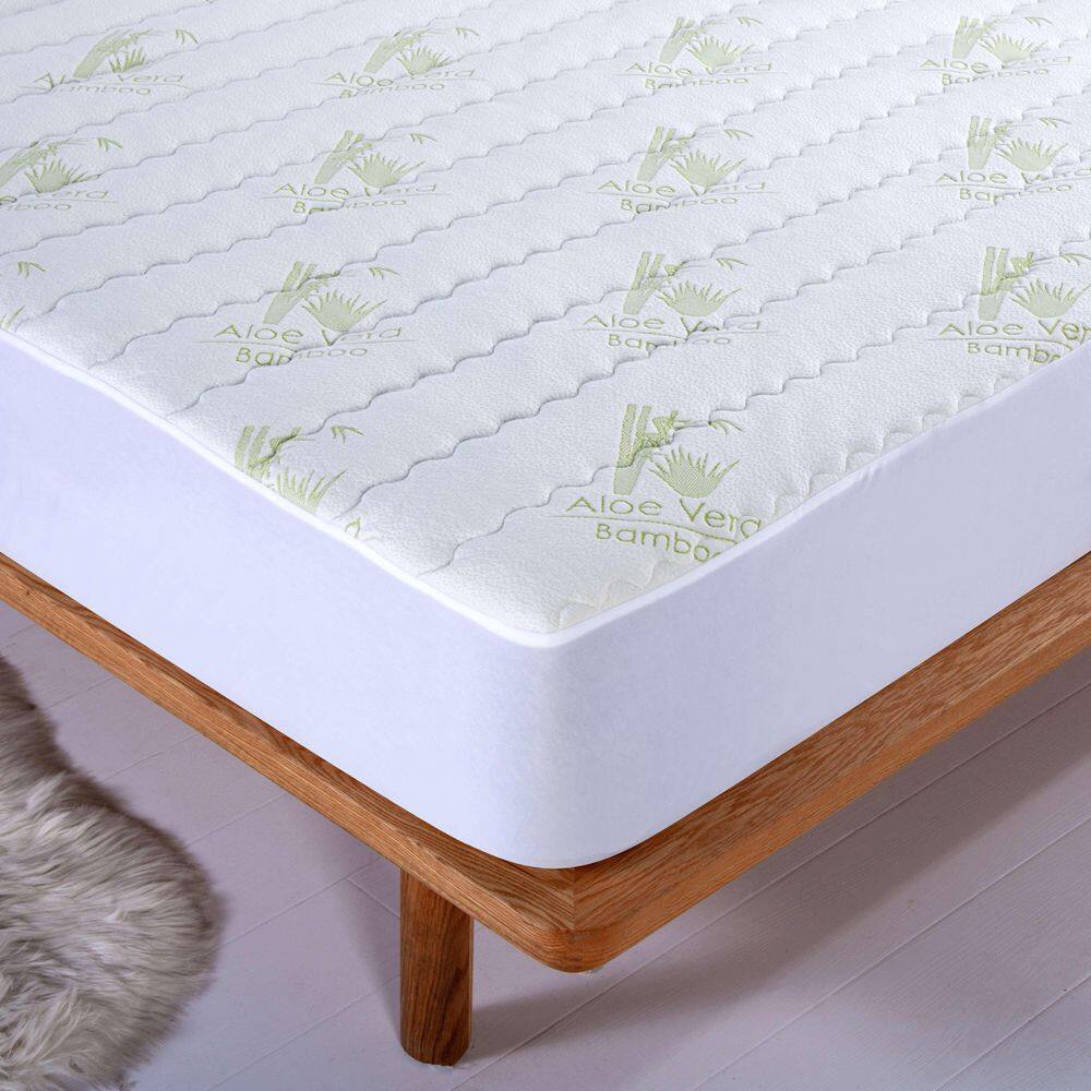 Twin Size White Bamboo Hypoallergenic Waterproof Mattress Pad
