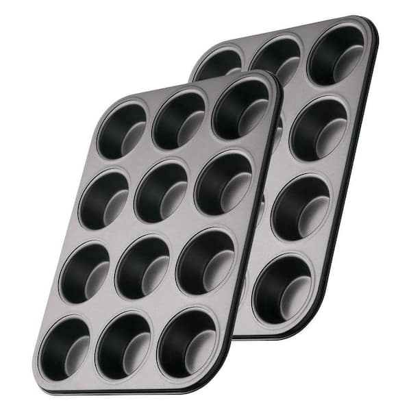 Standard Size 12-Cup Muffin Pan, Carbon Steel Nonstick Baking Pans Set with 100 Cupcake Liners, 2-Pack