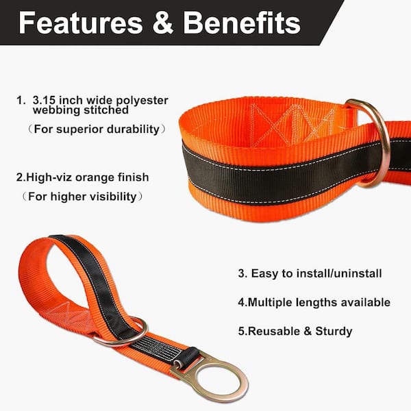 KIWDZFU 3 ft. Double Steel D-Ring Safety Strap Cross Arm Strap