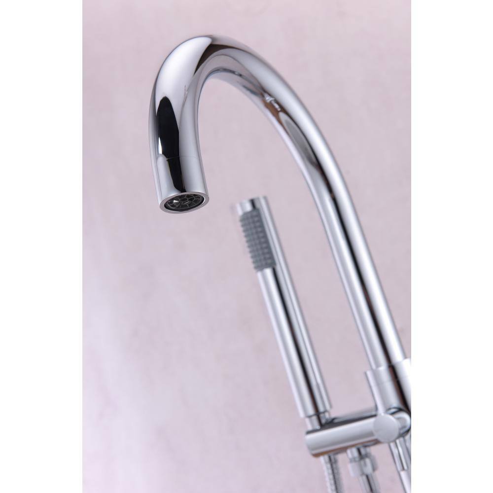 Polished Chrome Freestanding Clawfoot Tub Faucet with Hand Shower
