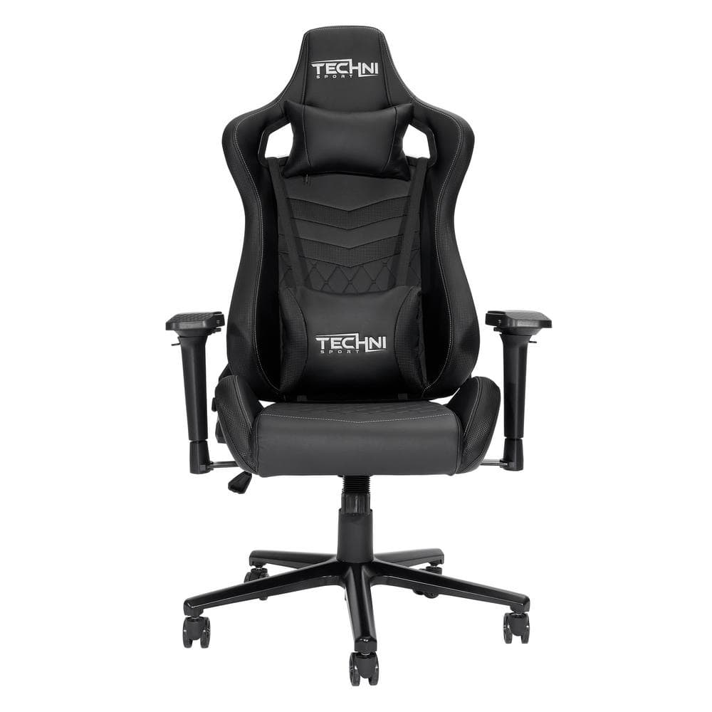Black Ergonomic Steel Gaming Chair with Adjustable Armrests