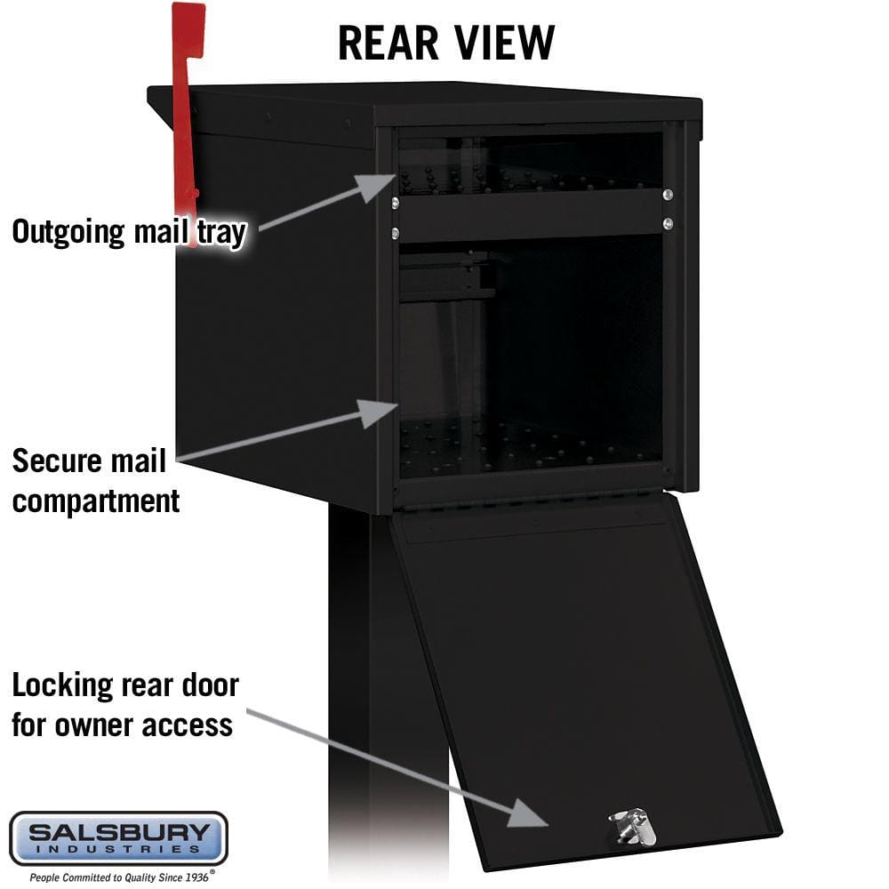 Extra Large Black Aluminum Lockable Pedestal Mailbox