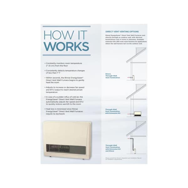Rinnai EnergySaver 11,000 BTU Direct Vented Wall Furnace Natural