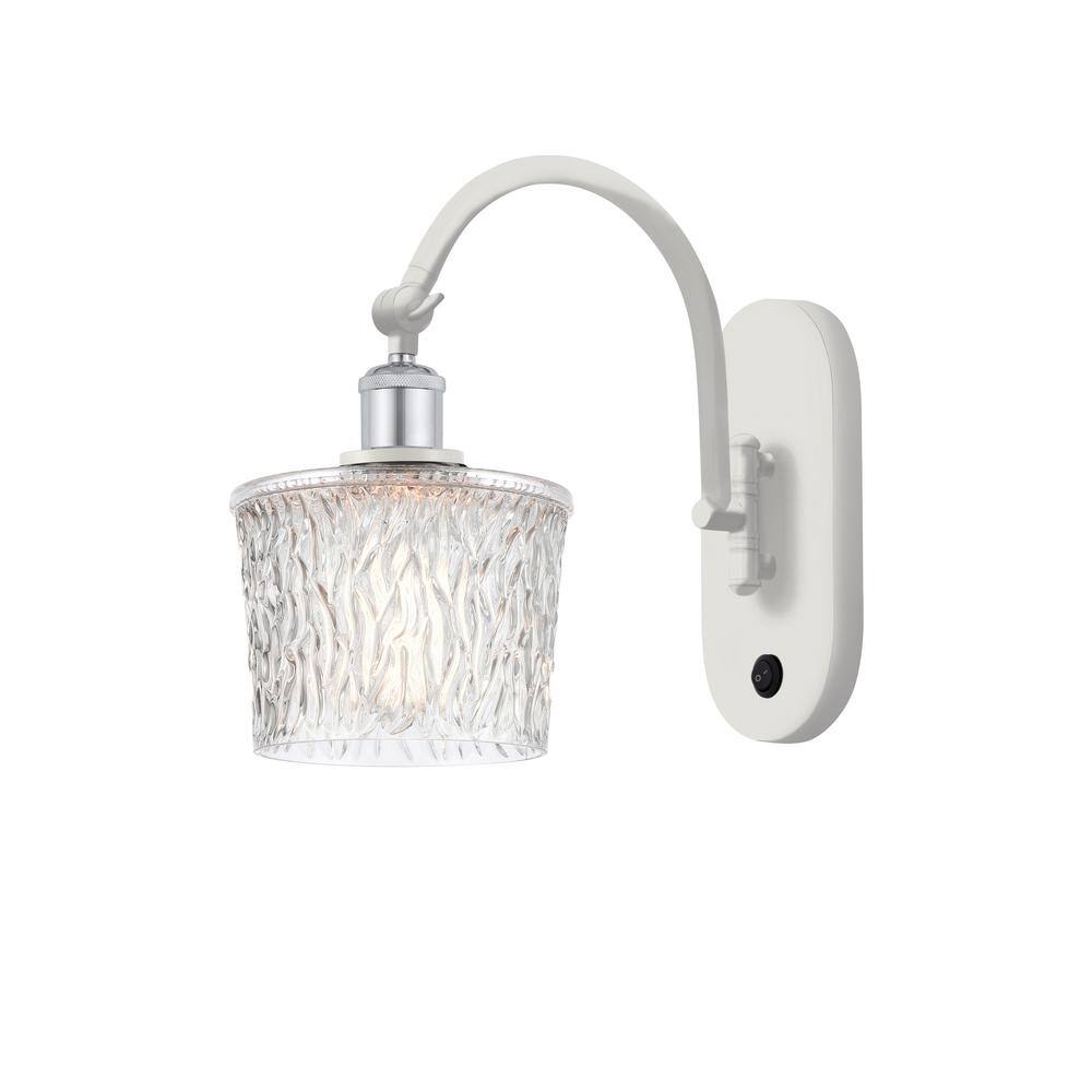 Niagra 1-Light White and Polished Chrome, Clear Wall Sconce with Clear Glass Shade price history on PriceWatchPro