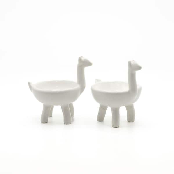 2.36 in. x 3.15 in. White Ceramic Llama Pinch Bowls, Condiment Servers (Set of 2)