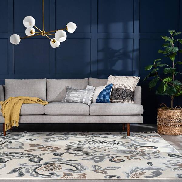 Madison Floral Cream 2 ft. x 10 ft. Indoor Runner Rug