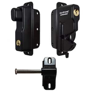 Keystone Black Zinc Diecast Metal 2-Sided Key-Lockable Gate Latch