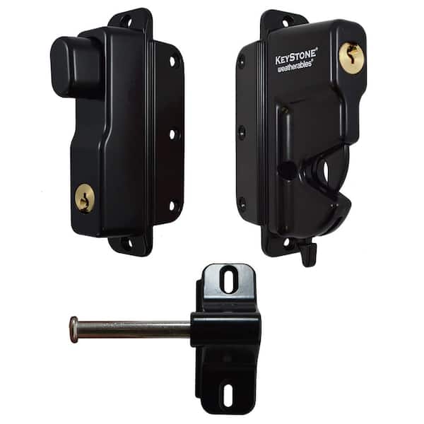 Weatherables Keystone Black Zinc Diecast Metal 2-Sided Key-Lockable Gate Latch