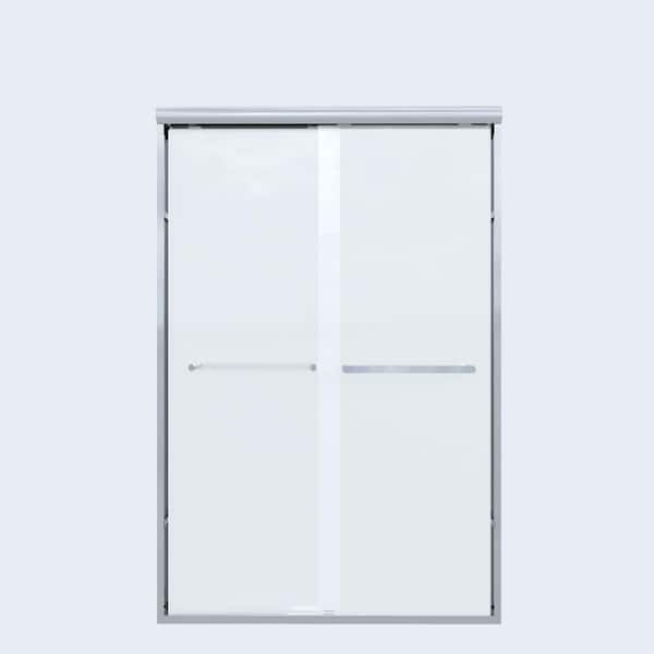 46 in.-48 in. W x 72 in. H Sliding Framed Shower Door in Matte Black with Clear Glass