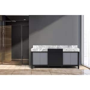 Zilara 80 in x 22 in D Black and Grey Double Bath Vanity and Castle Grey Marble Top