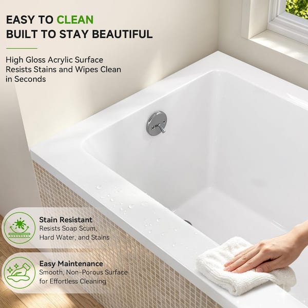 Zeafive 54 in. x 32 in. Rectangular Acrylic Drop-In Deep Soaking