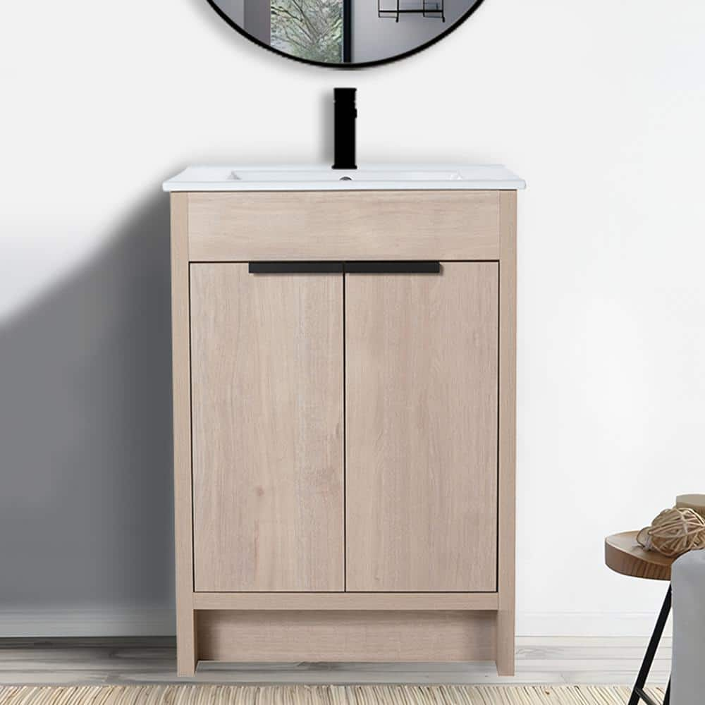 Floating Storage Cabinet With Sliding Doors Handmade in Solid White Oak 