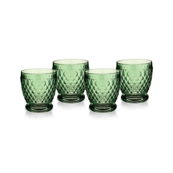 Boston Set of Four Green Double Old Fashion Glasses