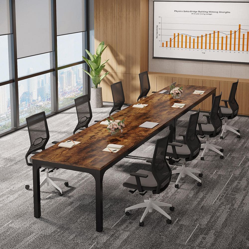 Moronia 78.74in. 2PCS Dark Brown & Black Conference Room Table,Long Office Desk,Seminar Meeting Table Desk for Boardroom price history on PriceWatchPro