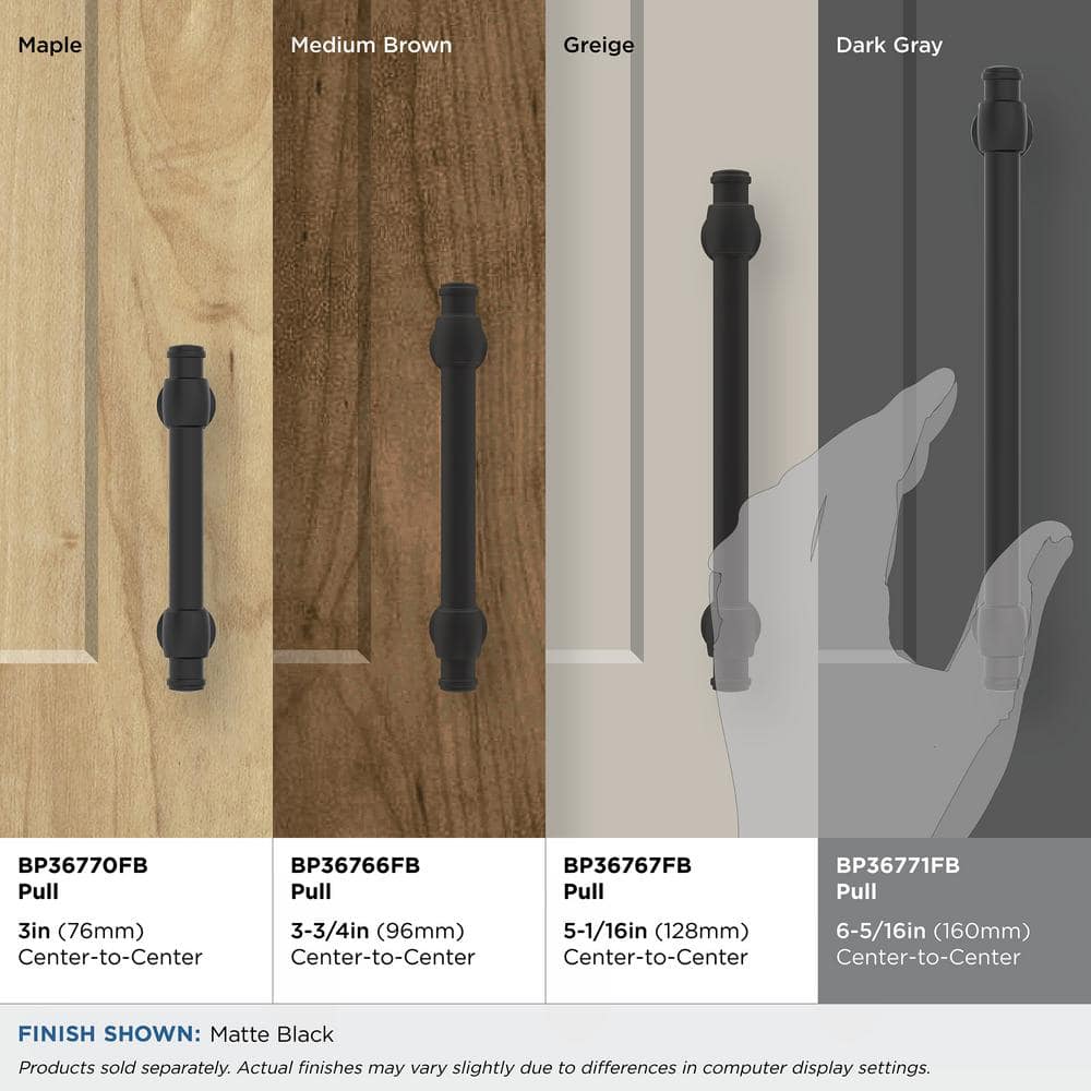 Matte Black Modern Cabinet Drawer Pull with Mounting Hardware
