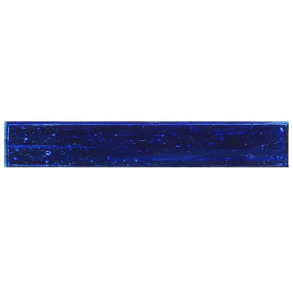 Ivy Hill Tile Fargin Brick Cobalt Ice 1.96 in. x 0.24 in. Polished Glass Subway Wall Tile Sample