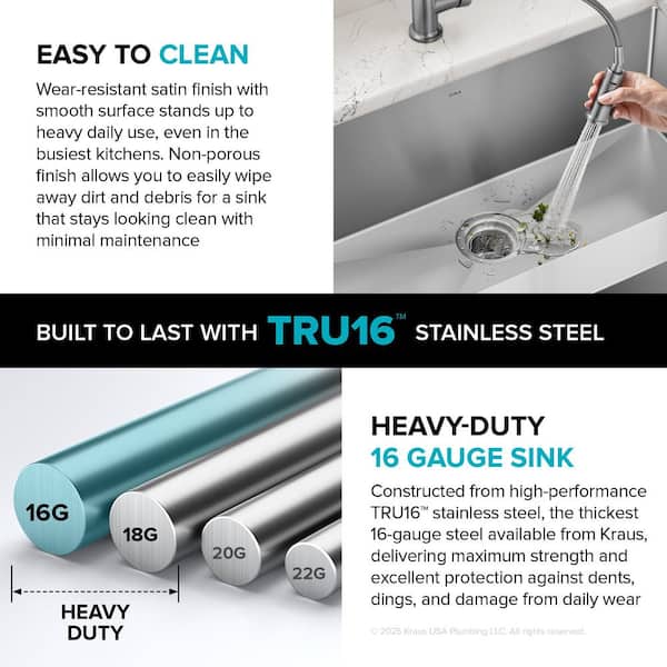 Standart PRO 33 in. Farmhouse/Apron-Front Single Bowl 16 Gauge Stainless Steel Kitchen Sink with Accessories