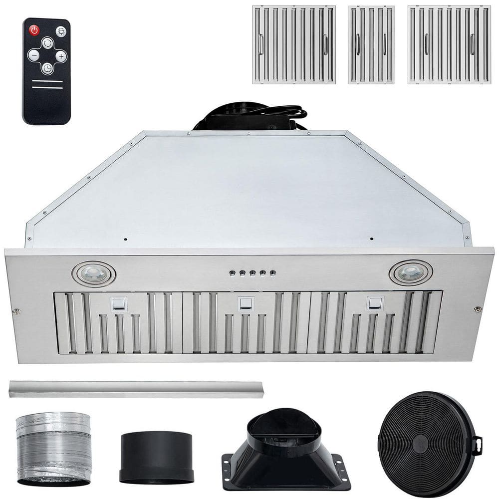 36-Inch Stainless Steel Convertible Insert Range Hood with Charcoal Filter