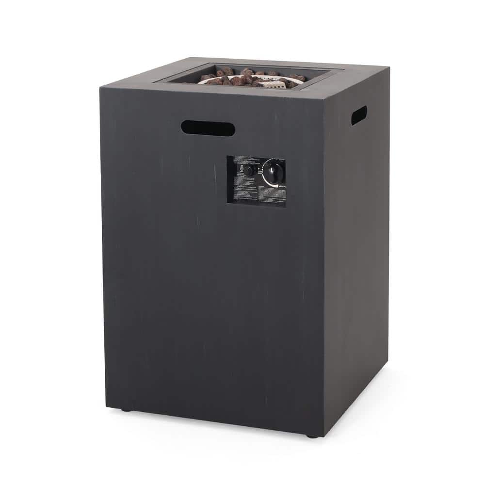 19.5 in. x 29 in. Rectangular Iron Propane Fire Pit Tank Inside Brushed Bla