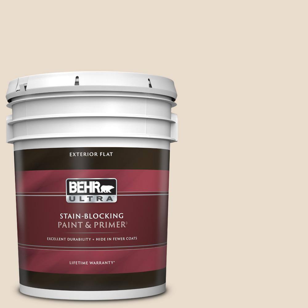 BEHR ULTRA 5 gal. ORW11 White Mocha Flat Exterior Paint & Primer