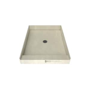 Redi Base 37 in. L x 48 in. W Single Threshold Alcove Shower Pan Base with Center Drain and Brushed Nickel Drain Plate