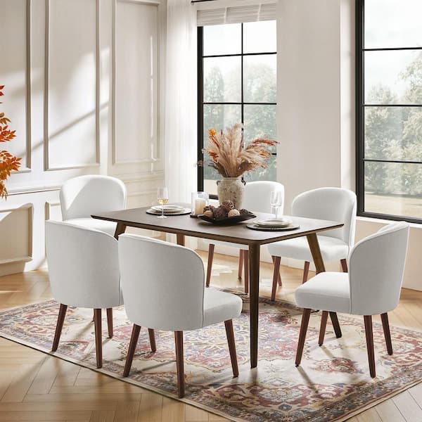 JAYDEN CREATION Bblythe White Mid-Century Polyester Upholstered