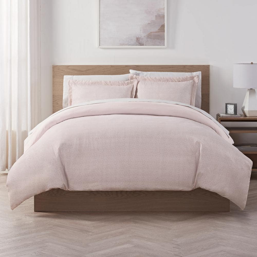 Serta Supersoft 3-Piece Dusty Pink Solid Polyester Full/Queen Cooling Duvet  Set 13413000076 - The Home Depot