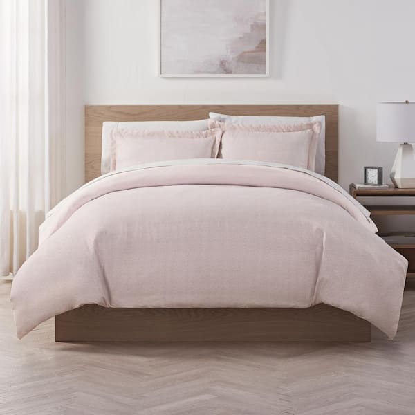 Serta Supersoft 3-Piece Dusty Pink Solid Polyester Full/Queen Cooling Duvet Set