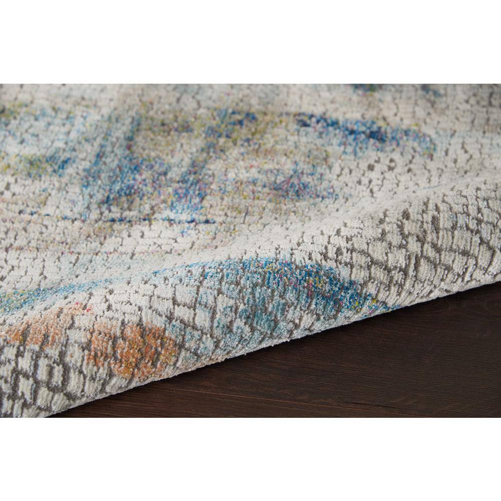 Abstract Ivory and Multicolor Silky Texture 4' x 6' Synthetic Rug