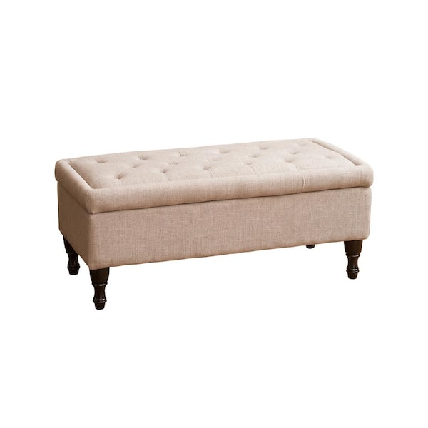 Noble House Chantelle Mixed Grey Fabric Storage Ottoman