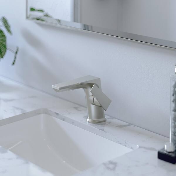 Rene 18.25 in. Undermount Bathroom Sink in White with Pop-Up Drain in Brushed Nickel