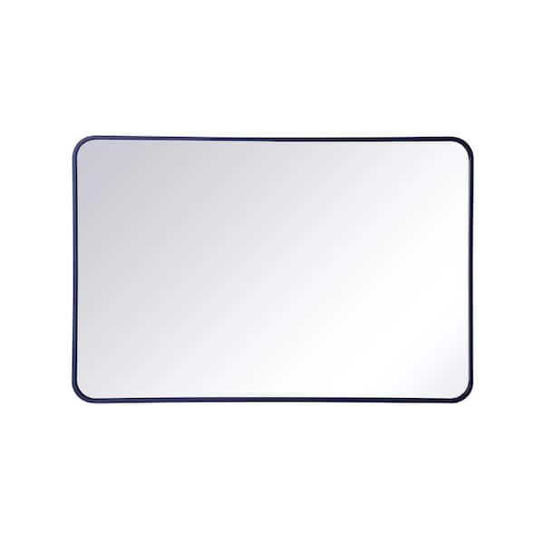 Unbranded Timeless Home 42 in. H x 28 in. W Blue Modern Soft Corner Rectangular Wall Mirror