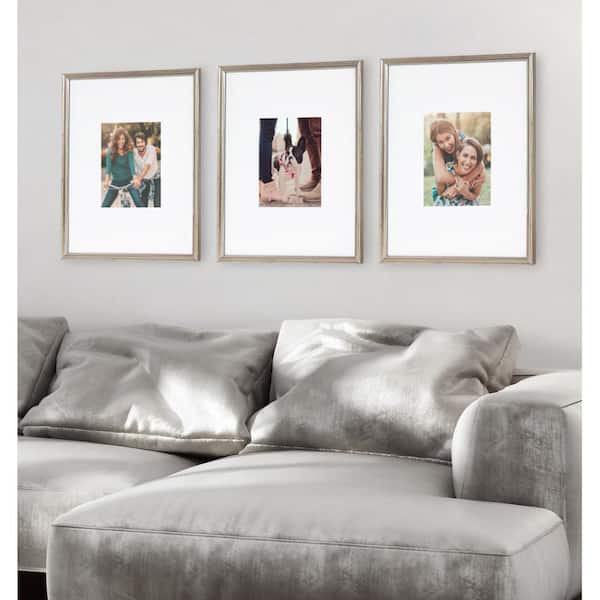 Adlynn 16 in. x 20 in. matted to 8 in. x10 in. Silver Picture Frames (Set of 3)