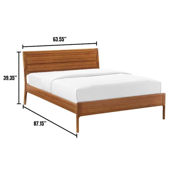 Hansen Amber Solid Bamboo Queen Platform Bed with Slat Support and No Box Spring Required