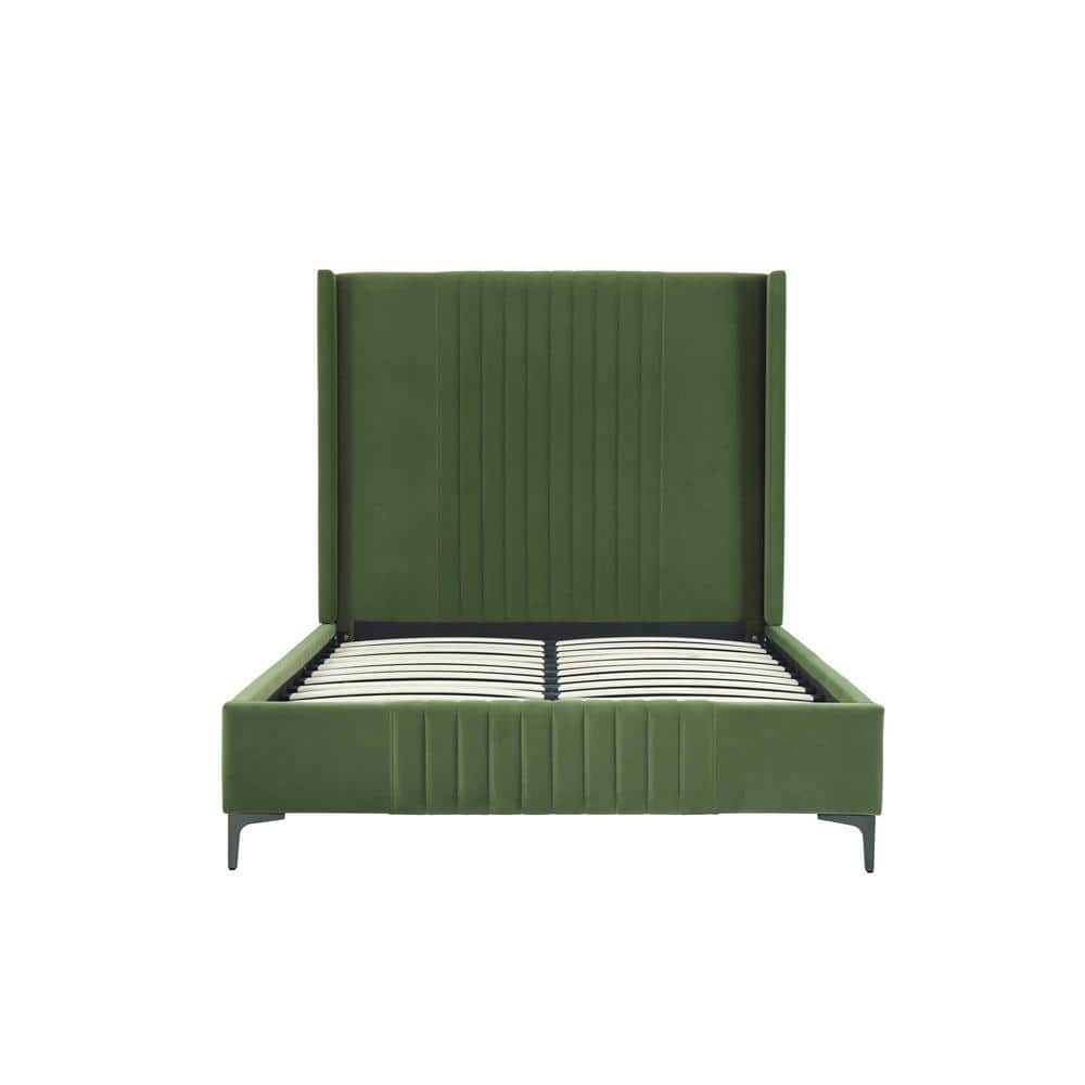 Promenade Moss Green Mid-Century Modern Velvet Upholstered Wood Frame Full-Size Platform Bed price history on PriceWatchPro