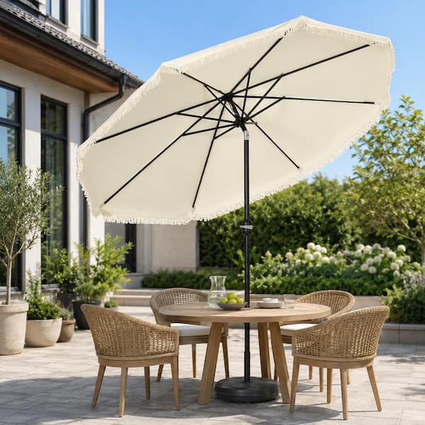 8 round patio umbrella Outsunny 10' x 8' Market with Crank and Tilt, Orange Repellent Canopy for Superior Fade Resistance Garvee 9 ft Patio Umbrella