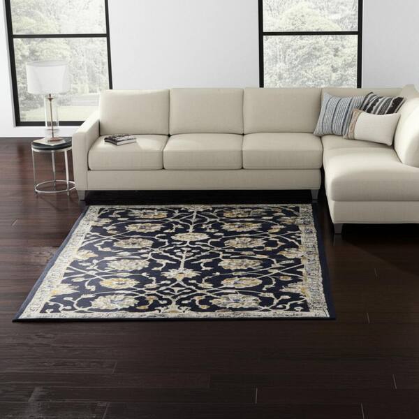 Blue 8 x 10 ft. Tufted Floral Rectangle Indoor Area Rug