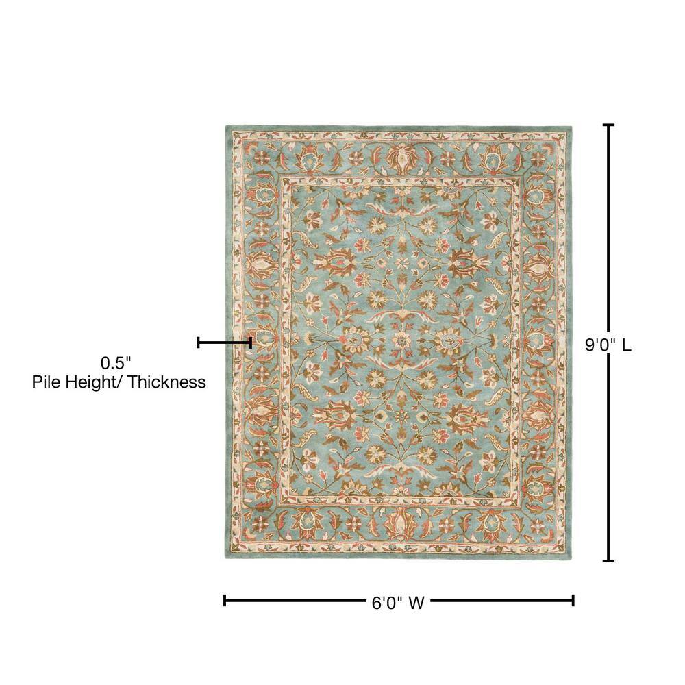 Blue 6' x 9' Hand-Tufted Wool Traditional Area Rug