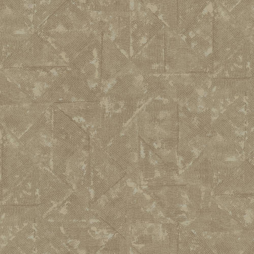 Absolutely Chic Beige Brown Distressed Geometric Motif Vinyl on Non-Woven N