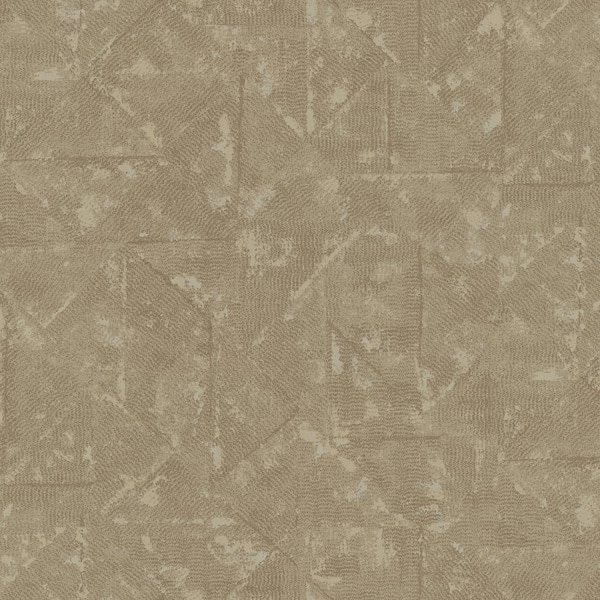 Unbranded Absolutely Chic Beige Brown Distressed Geometric Motif Vinyl on Non-Woven Non-Pasted Textured Metallic Wallpaper