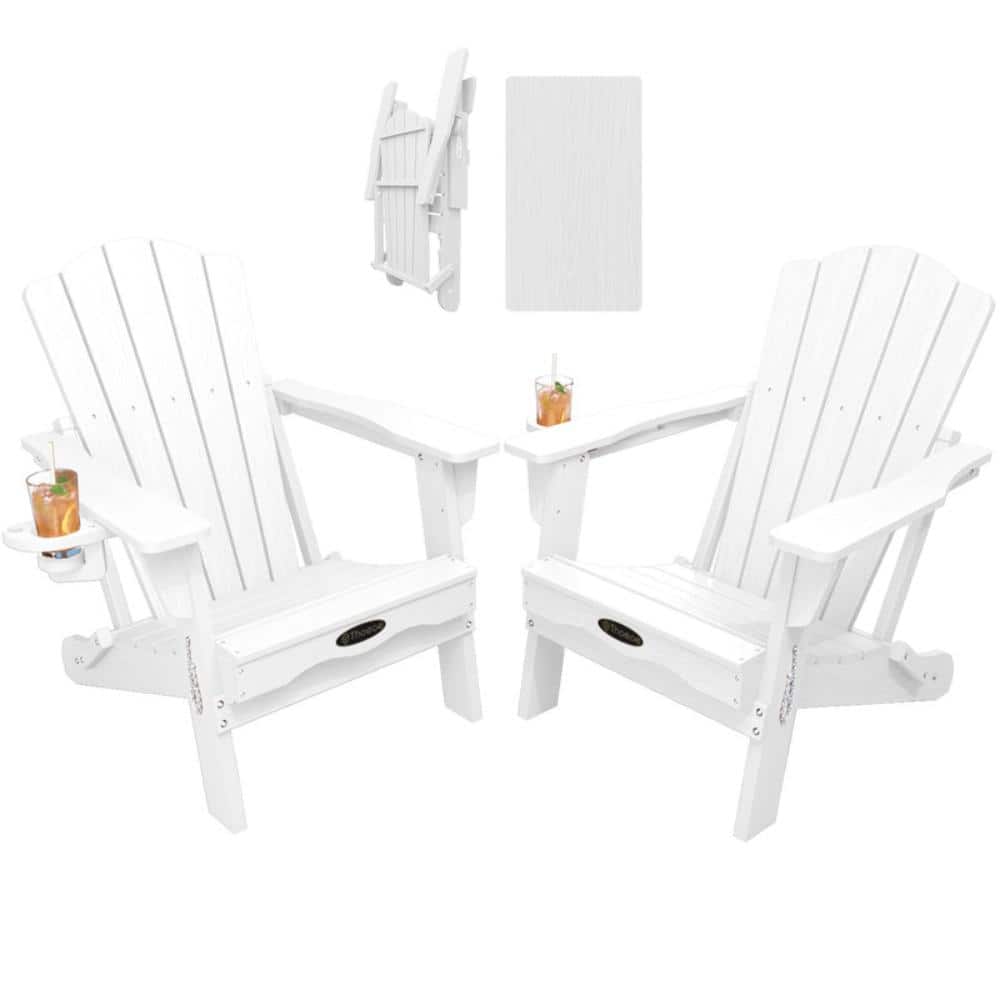 White HDPE Outdoor Folding Adirondack Chair with Cup Holder (Set of 2) price history on PriceWatchPro