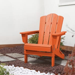 Classic Orange Folding Plastic Adirondack Chair