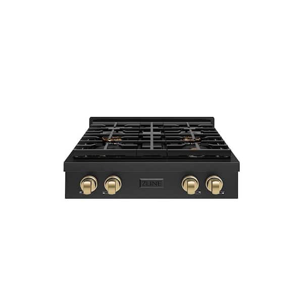 Autograph 30 in. Paramount Gas Rangetop with 4-Burner DuoPro Cooktop in Black Stainless and Champagne