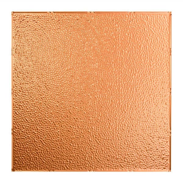 Fasade Hammered 2 ft. x 2 ft. Vinyl Lay-In Ceiling Tile in Polished Copper