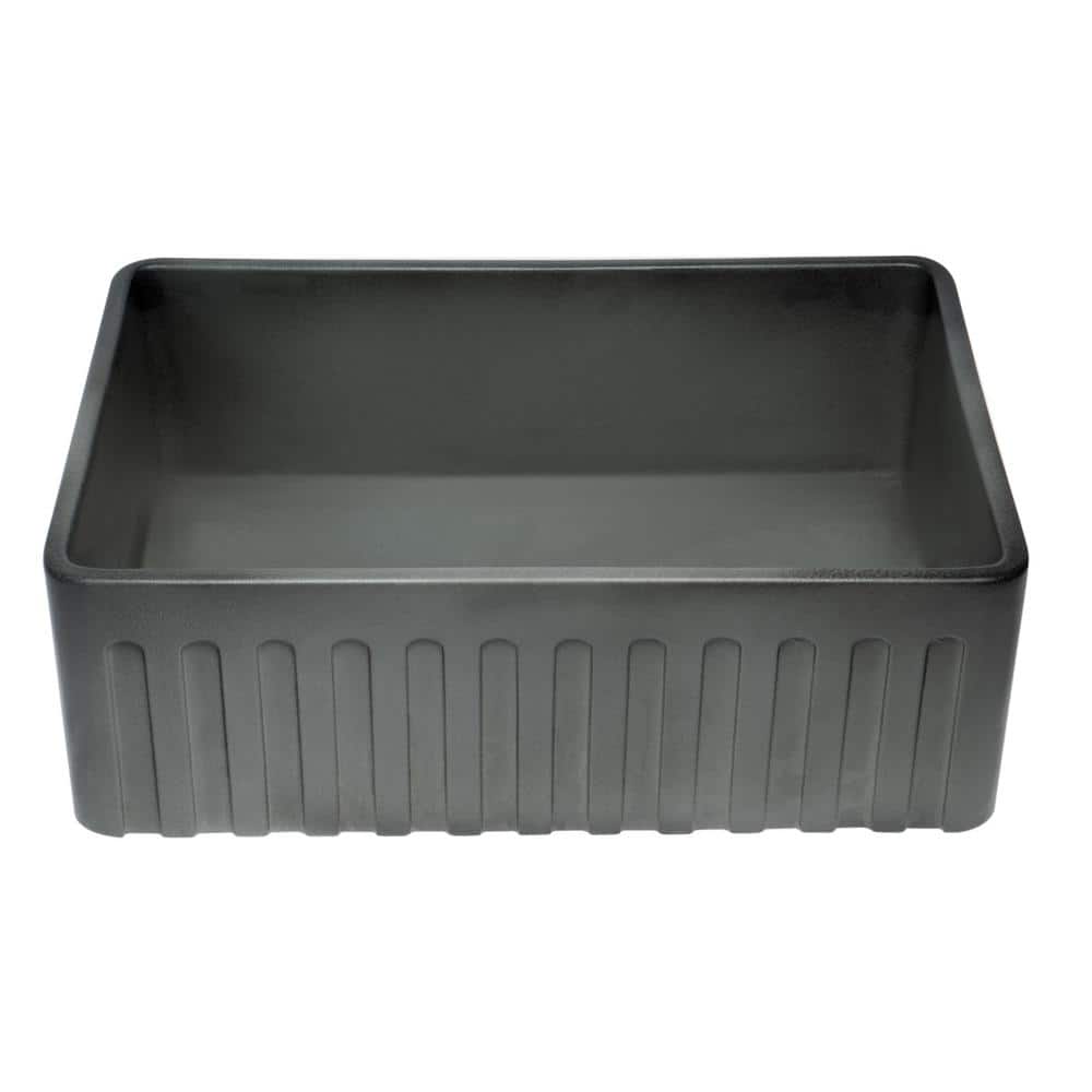 30'' Concrete Gray Fireclay Farmhouse Kitchen Sink