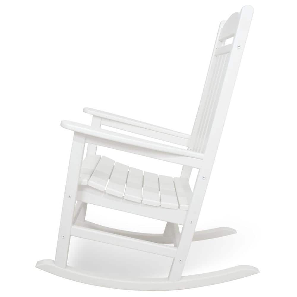 White Recycled Plastic Presidential Rocking Chair with Arms