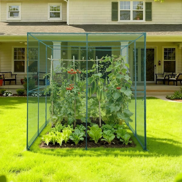 Crop Cage, 9.5 x 6.36 x 6.36 ft. Plant Protection Tent with Zippered Door, Wind-Resistant Tall Crop Cage Easy to Install