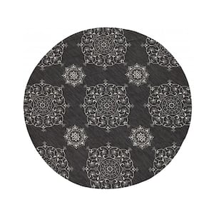 Charlie 5 X 7 ft. Charcoal Floral Indoor/Outdoor Area Rug