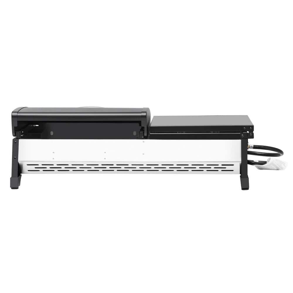 Silver and Black 3-Burner Portable Gas Griddle with Side Burner
