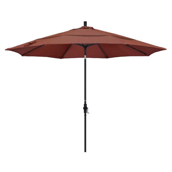 California Umbrella 11 ft. Aluminum Collar Tilt Double Vented Patio Umbrella in Terrace Adobe Olefin